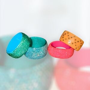 Set of Four Bold Vintage Retro Chunky Bling Bangle Bracelets